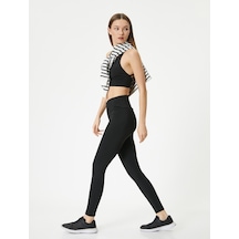 Koton Spor Tayt Asimetrik Kesim Dikiş Detaylı Slim Fit Siyah 4sak40101nk
