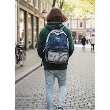Dark Cotton Rabel Bag Sırt Çantası Gri-lacivert