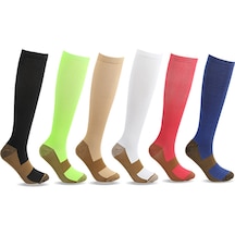 Kkv-cc 3 Çift Maraton Açık Hava Spor Çorapları Futbol Çorapları Koşu Kompresyon Çorapları-beyaz - Kırmızı - Yeşil