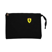 Ferrari Logo Siyah Clutch Astarlı Cüzdan / El Çantası Siyah