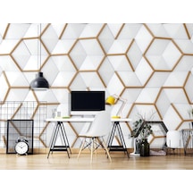 3 Boyutlu Geometrik Desenli Duvar Kağıdı (415203139)