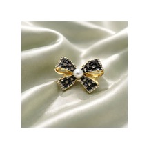 İnci Detaylı Kurdela Broş-inci Detaylı Siyah Zirkon Taşlı Kurdele Broş Çok Renkli Çok Renkli