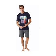 Mod Collection Baskılı Kısa Kol Erkek Şort Takım (529143795)