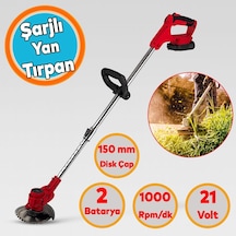 Tr Yan Tırpan Elektrikli Şarjlı Çim Ot Biçme Kesme Rodex Rdx9022 Li-on Çift Batarya Akülü 150 Mm Disk