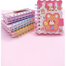 Hello Bear Cırtlı Cep Boy Sevimli Ayıcık Mini Not Defteri 7x8 Cm - Pembe