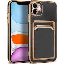 Apple Uyumlu  iPhone 12 Kilif Bark Kartlikli Kenarlari Altin Renk Kilif 558089730