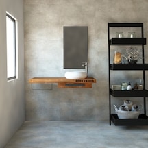 Deryawood  Genüs Ahşap Banyo Rafı 40*120*76 Açık Ceviz Çok Renkli