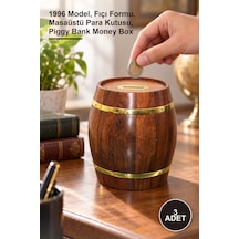 3 Adet Pirinç Ahşap Fıçı Kumbara 1996 Model, Fıçı Formu, Masaüstü Para Kutusu, Piggy Bank Money Box