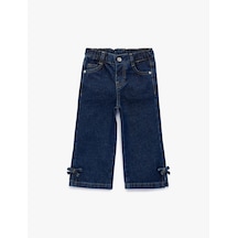 Koton Pamuklu Cep Detaylı Fiyonklu Denim Pantolon Koyu İndigo 6smg40010ad Koyu Indigo