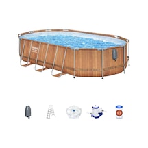 Bestway 56719 Power Steel Comfort Jet Serisi Prefabrik Yer Üstü Havuz Seti 6,10 M X 3,66 M X 1,22 M