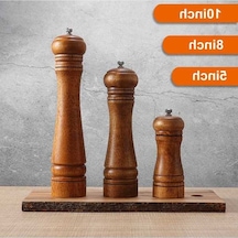 Createtech Ahşap Biber Değirmeni - Ayarlanabilir Seramik Öğütücü, 3 Boyut: 5/8/10 İnç Diğer