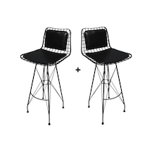 Knsz kafes tel bar sandalyesi 2 li zengin syhsyh sırt minderli of Siyah