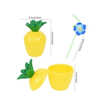 Ananas Hawaii Luau Aloha Pipetli İçecek Kabı Bardak 10x13 Cm 1 Adet Açık Kahverengi