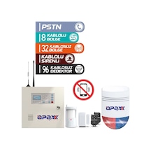Opax-2545+bgr-10+akü Pstn Panel & Bgr-10 Kablolu Sirenli Full Alarm Seti Akü Dahil