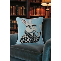 Kırlent Kılıfı Goblen Dokuma Kumaş - 45x45cm Çift Taraflı Biyeli Dekoratif Kırlent Kılıfı - Vs-364 Çok Renkli