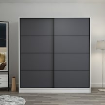 Minarmobilya Minar Kale 2 Kapaklı Sürgülü Dolap 180 Cm - Beyaz/Antrasit (541417035)