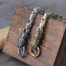 Gümüş Asla Fade Kaya Viking Kurt Charm Bilezik Erkek Paslanmaz Çelik Hasır Zincir Kurt Punk Bilezikler Biker Takı Kutusu Olmadan 23cm Gümüş