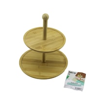 Yuvarlak 2 Katlı Ahşap - Bambu Servis Sunum Tahtası Çap: 20cm -- Çap:25cm 5468 Çok Renkli