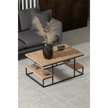 Deluxe Raflı Orta Sehpa Çam 90x60 Çok Renkli