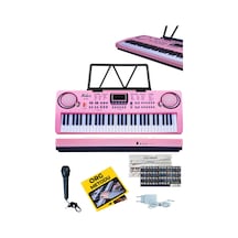 Midex Ps-1500pk Başlangıç İçin 61 Tuşlu Org Pembe Renk Notalık Adaptör Mikrofon 100 Ses 100 Ritim