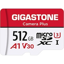 Gigastone Camera Plus 512 Gb Microsdxc Hafıza Kartı + Sd Adaptörü, Aksiyon Kamerası Drone Ve Tablet İçin, 100 Mb/s'ye Kadar Okuma Hızı, Full Hd Video Kaydı, A1 U3 Sınıf 10 Mikro Sd Kart Uhs-ı