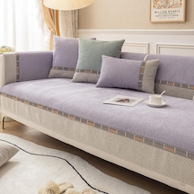 Şönil Kanepe Minderi Dört Mevsim Evrensel Basit Modern Işık Lüks Ins Rüzgar Kaymaz Kombinasyonu Kanepe Örtüsü Mor
