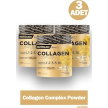 Nutraxin Collagen Complex 1 2 3 5 10 Collagen Tip Aromasız Toz 330 Gr 3 Adet