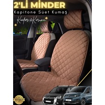 Citroen Berlingo Uyumlu 2'li Süet Oto Koltuk Minderi Tam Koruma Hızlı Montaj Su Geçirmez A1 Kahverengi