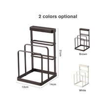 Pazly Bıçak Bloklu Kesme Tahtası Tutucu, Doğrama Tahtası Düzenleyici, Mutfak Rafı, Tencere Kapağı Standı, Beyaz Beyaz