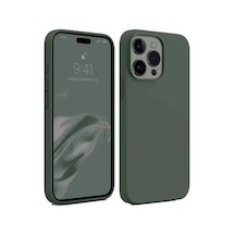 Apple iPhone Uyumlu   15 Pro Max Kılıf First Silikon - Koyu Yeşil Düz Renkli