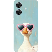 Realme Note 60 Uyumlu Yağlı Boya Pop-art Ördek Baskılı Silikon Kılıf Renkli