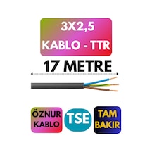 Öznur 3x2,5 Ttr Kablo Metre Seçenekli Siyah - 17 Metre