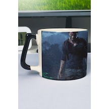 Uncharted Baskılı Seramik Lüks Kupa 1 Adet Özel Siyah Kulp Dalga Kulp V2d Çok Renkli