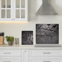 Decorita 2'Li Set Antrasit Kristal Cam Ocak Arkası + Cam Kesme Tablası