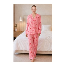 Fit Women Kadın Dudak Desenli Pembe Pijama Takımı 4677