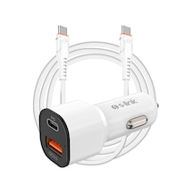 S-link Sl-ec38pd Typec To Typec Kablolu 38w Pd + Usb Qc3.0 Beyaz Araç Şarj Cihazı