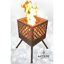 Bahçe Şöminesi Ateş Çukuru 60 Litre Büyük Boy Şömine Bahçe Sobası Balkon Isıtma Fire Pit