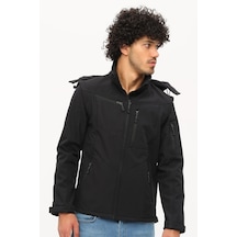 Uniprom Taktikal Softshell Mont Kollar Ve Kapşon Çıkabilir Erkek Siyah