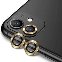 Noktaks - iPhone Uyumlu 11 - Kamera Lens Koruyucu Safir Parmak İzi Bırakmayan Anti-reflective Cl-12 - Gold