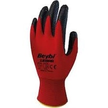 Beybi Zebra Nitril Kaplama Örme Eldiven Kırmızı 2 Çift