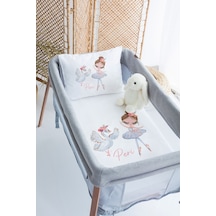 %100 Pamuk Saten İsme Özel 70x120 Park Yatak Nevresim Seti Balerin