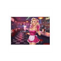 Retro Milkshake Kadını Dekoratif Mdf Tablo