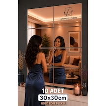 10 Adet 30cm X 30cm Gold Rose Pleksi Duvar Aynası, Duvar Süsü 1mm, Kendinden Yapışkanlı Duvar Dekorasyon Ürünü Metalik