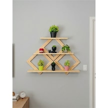 3 Katlı Modern Metal Duvar Rafı - 60/40/30 Cm Genişlik - 10 Cm Derinlik Bej