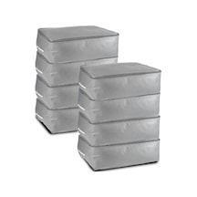 8'li Set 53x44x20 Cm Home Organizer Çekyat & Baza Altı Düzenleyici Hurç Gri