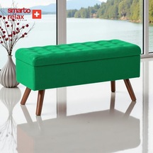 Smarto Relax Puf Gruyères Sandıklı Ayaklı Kapitoneli Dekoratif 110x40x45 Cm Yeşil Yeşil