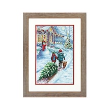 70-08960 Sayılı Kanaviçe Seti, Noel Geleneği, 14 Adet Beyaz Aida Bezi, 9" X 14"