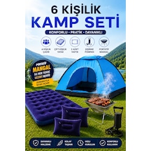 Katlanabilir Mangal 6 Kişilik Kamp Çadırı Çift Kişilik Yatak Ve Yastık Kamp Seti Beyaz