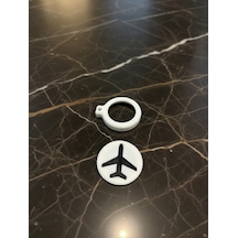 Mini Emoji Apple Uyumlu AirTag Kılıfı - Gizli Takip Tutucu Anahtarlık 3d Baskılı, Beyaz/siyah Şık Tasarım Uçak
