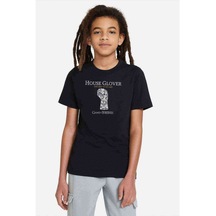 G O T House Glover Baskılı Unisex Çocuk Siyah T-Shirt